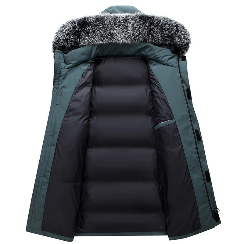 2023 Autumn Winter Men Windproof Down Jacket Coats Mens Warm White Duck Down Hooded Jacket Parkas Multi Pockets Overcoat Male