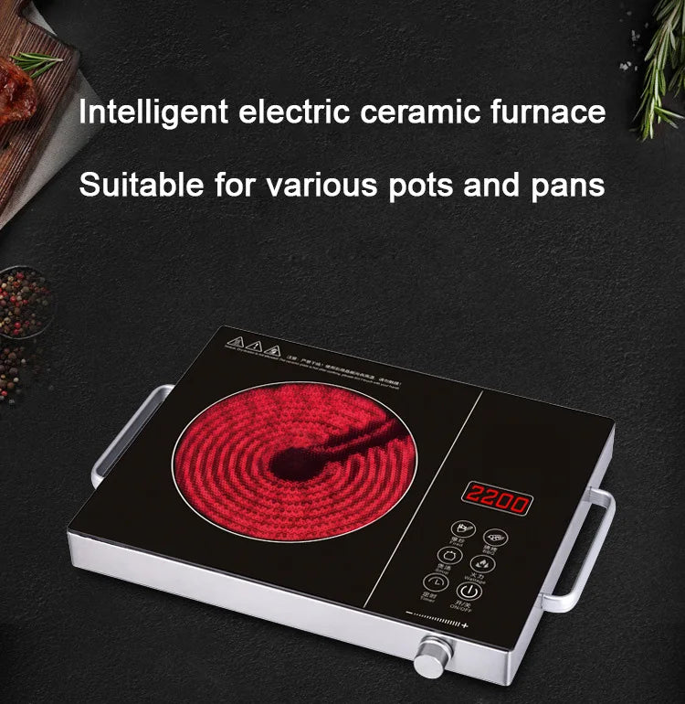 2200W Electric Ceramic Heater High Power Induction Cooktop Intelligent Hot Pot Stove With Timer Infrare Heating Furnace 110V