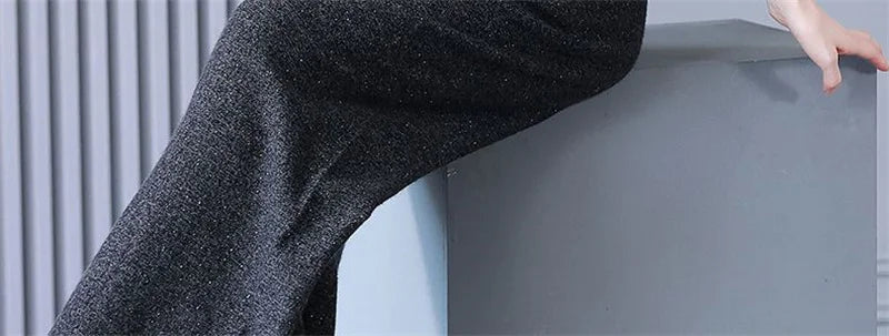 Self Made Knitted Two-piece Set for Women's 2024 Spring Clothing Set Socialite Temperament Wide Leg Pants Sweater Set Commuting