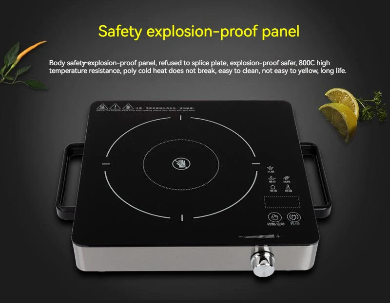Household Electric Ceramic Stove Touch-type Commercial High-power 2200W Induction Cooker Light Wave Hot Pot Does Not Pick Pot
