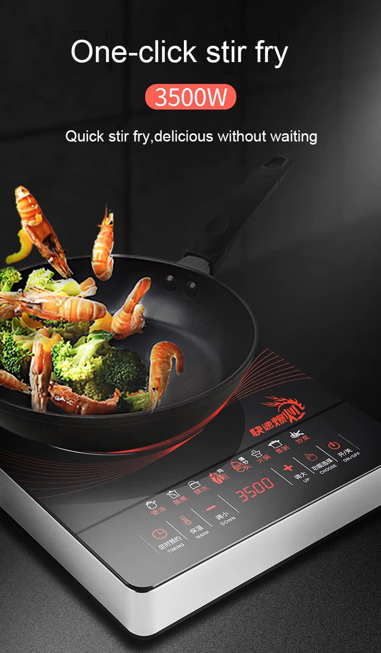 3500W High Power Electric Magnetic Induction Cooker Waterproof Hot Pot Oven Furnace Cooking Stove Kitchen Heater Cooktop