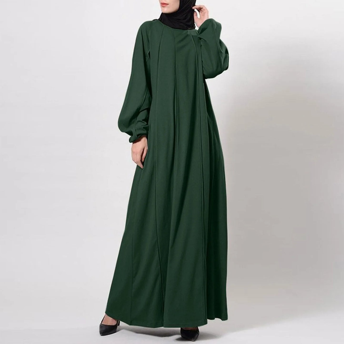 Women Eid Muslim Dress Ramadan Morocco Pleated Party Dresses Dubai Kaftan Islam Vestidos Arab Long Robe Solid Abaya Modest