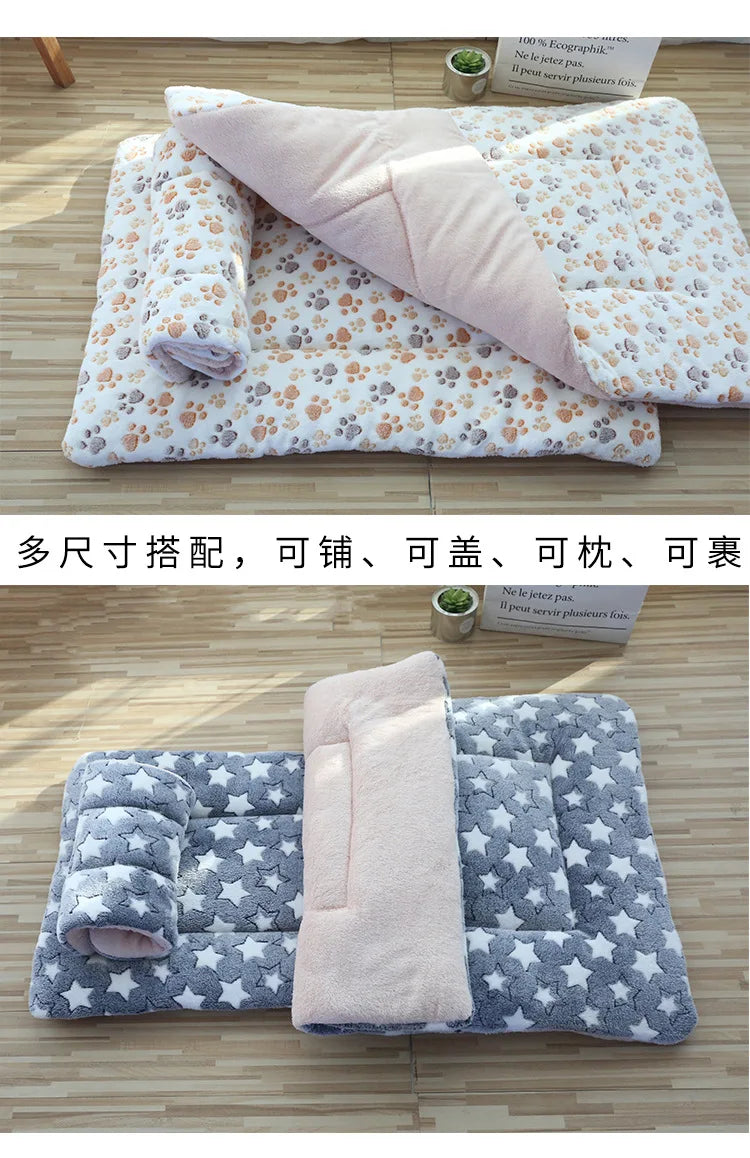 Double-sided Pet Mat Mats Short Plush Pet Sleeping Bed for Cats Small Dogs Cute Pet Pad Blanket Warm Kitten Cushion Cat Sofa Bed
