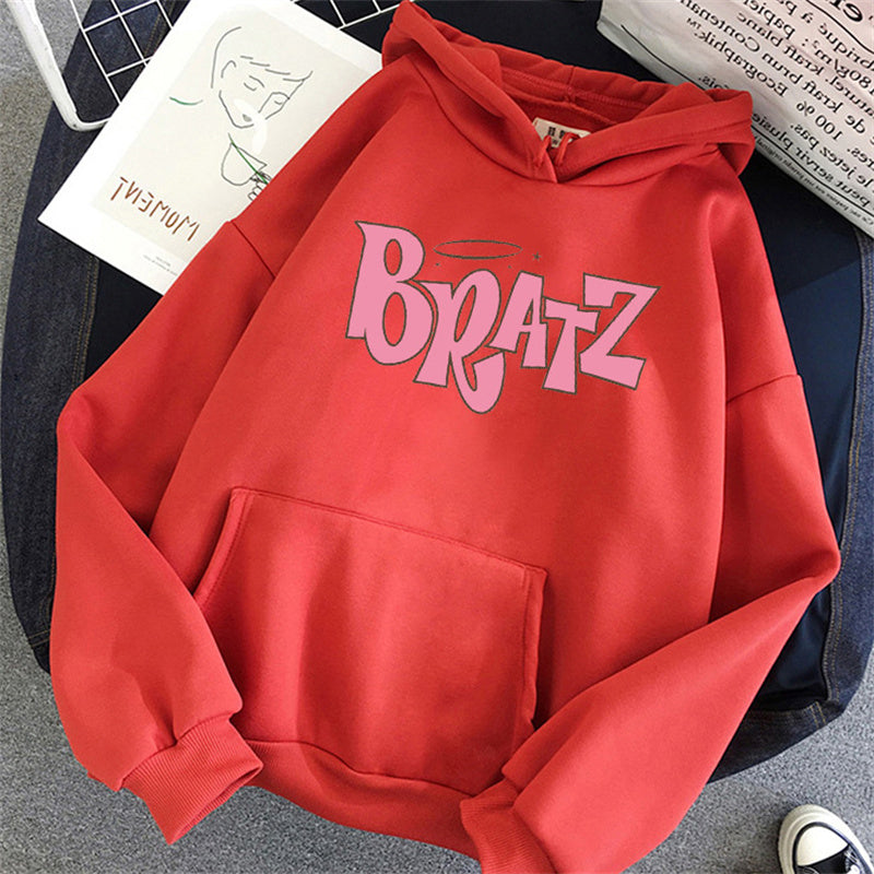 Harajuku Hoodies Women Couple Print Letter Sweatshirts Fashion Loose Long Sleeve Tops Student Autumn Winter Female Clothes
