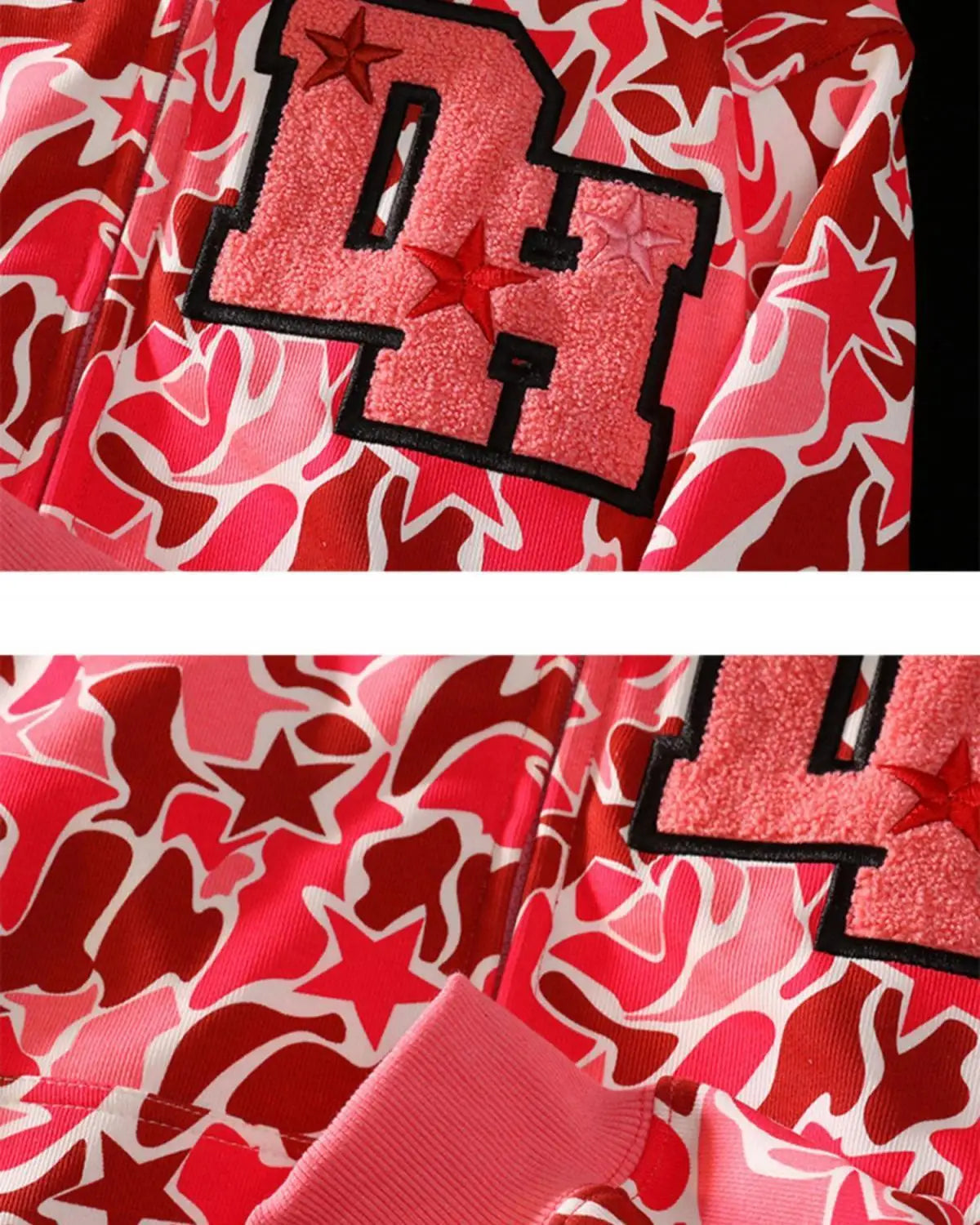 Harajuku Demon Embroidery Hoodies Oversized Camouflage Sweatshirt Gothic Goth Zip Up Hoodie Y2k Clothes Couples Streetwear Women