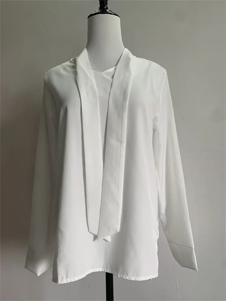 Pullover Blouse Summer Shirts for Women Korean Fashion Office Blouses blusas Autumn Long Sleeve Tie Bow Chiffon Formal Shirts
