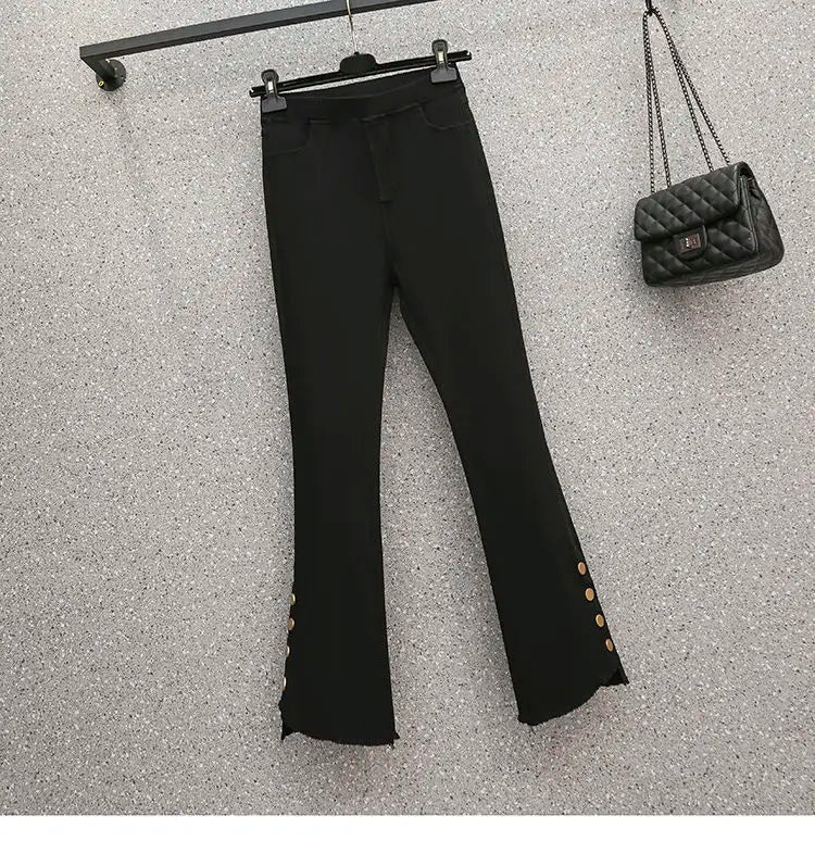 Fashionable Women's Set 2023 Autumn/Winter New Korean Edition Style Design Sense Knitted Sweater Casual Pants Two-piece Set