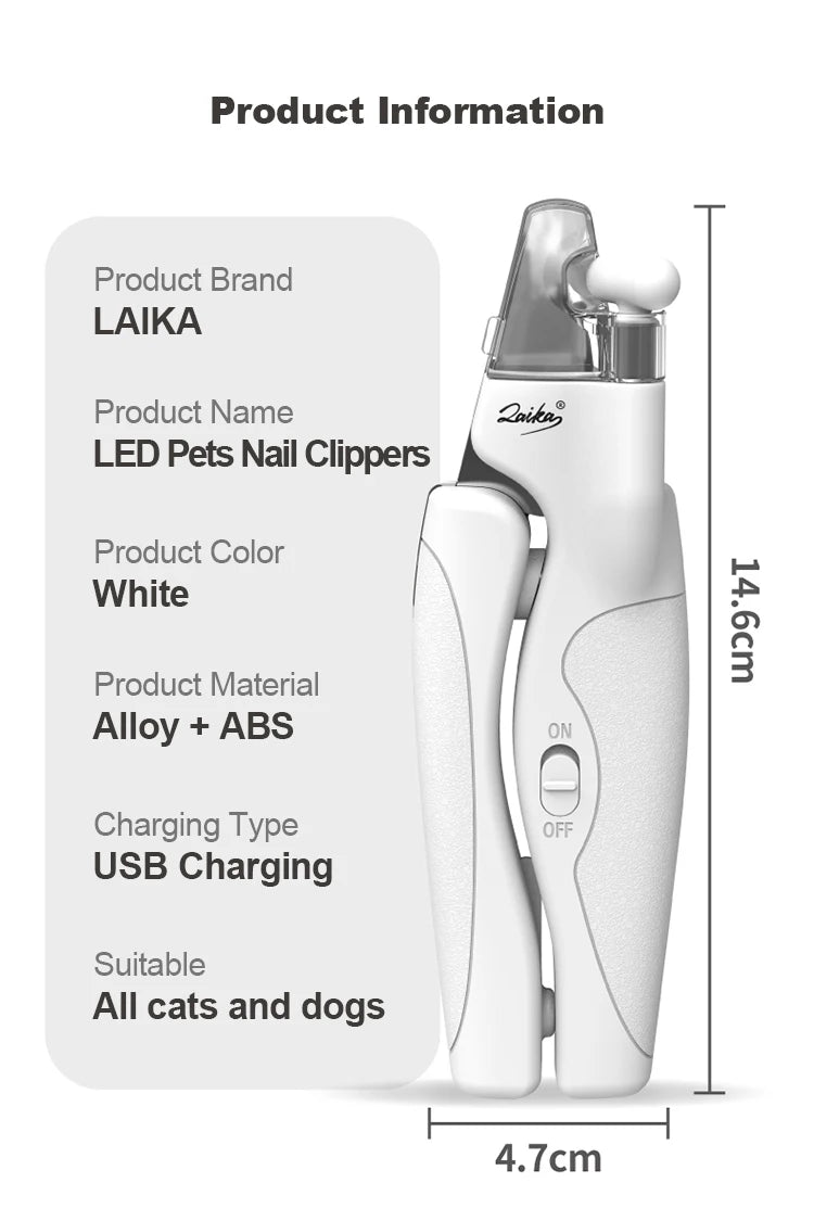 LAIKA LED Pet Nail Clippers Professional Cats Claw Blood Line Scissors Dog Nail Trimmer Grooming Cutter for Animals Pet Supply