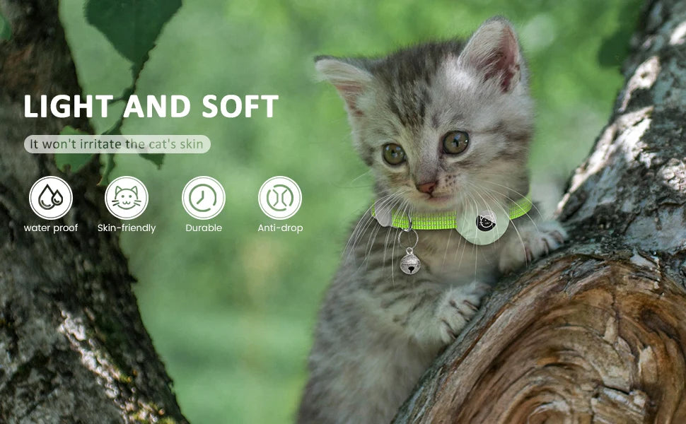 for Apple AirTag Cat Collar,Air Tag Pet Collar with airtag Holder and Bell Reflective GPS Kitten Collar for Girl Boy Cats gatos