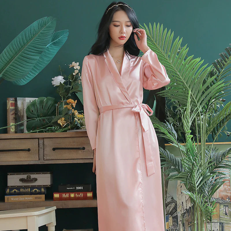 Lapel Long Nightgown