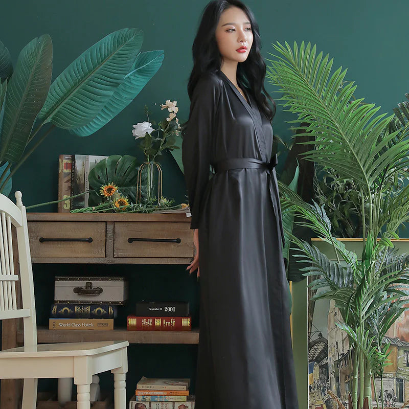 Lapel Long Nightgown
