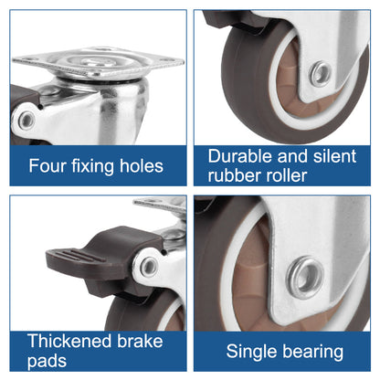 4Pcs Furniture Caster For Platform Trolley Chair Accessory Swivel Caster Universal 1/2 inches Soft Rubber Wheel 360°