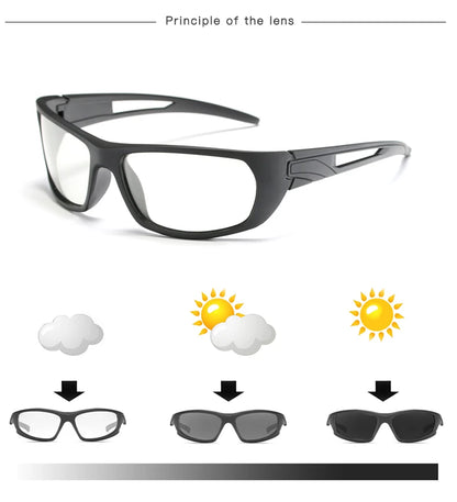 HOOLDW Polarized Photochromic Sunglasses Men Outdoor Sports Chameleon Sun glasses Driving Goggles Glasses Change Color Eyewear