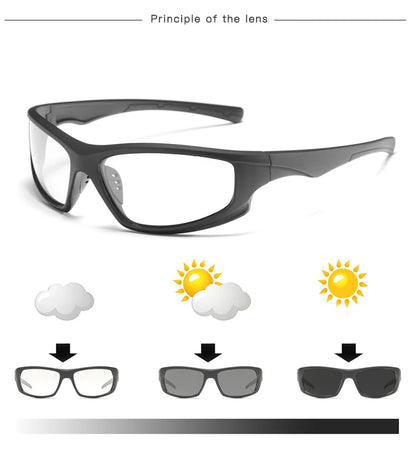 HOOLDW Polarized Photochromic Sunglasses Men Outdoor Sports Chameleon Sun glasses Driving Goggles Glasses Change Color Eyewear