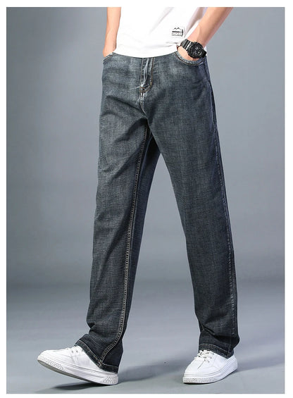Men's Thin Straight-leg Loose Jeans Summer New Classic Style Advanced Stretch Loose Pants 7 Colors Available Size 35 42