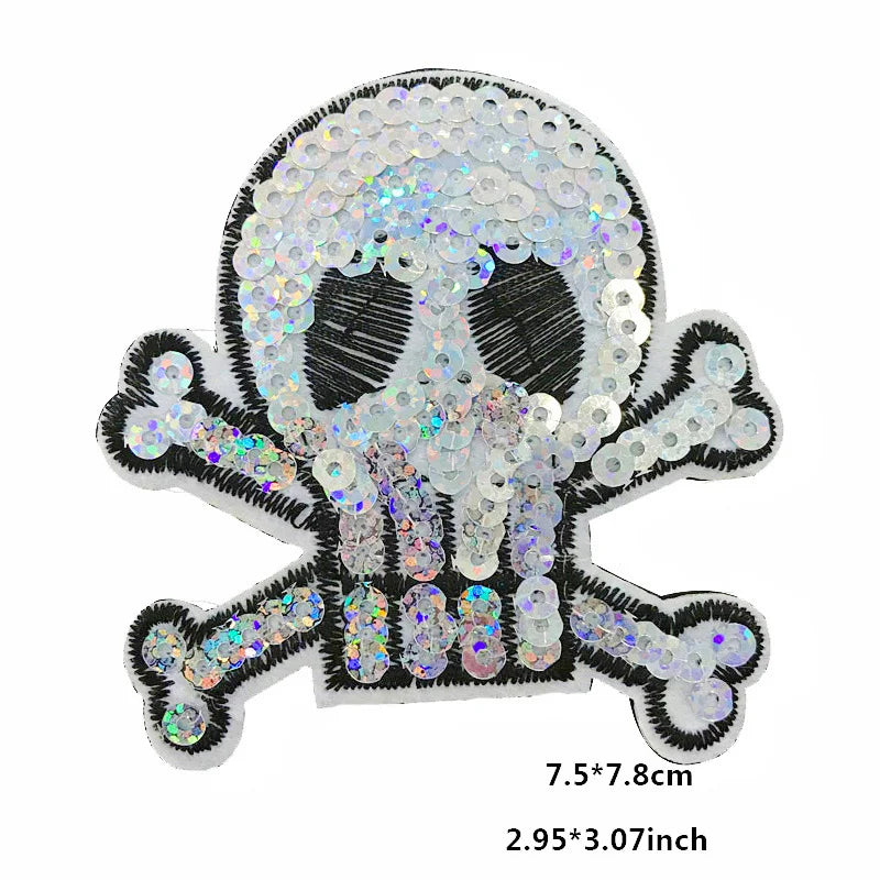 6pcs mixed random  Patches Unicorn  Skull iron on Embroidered Clothing Halloween patch For garment  sewing accessories  supplies