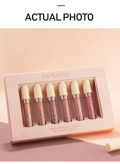 HANDAIYAN Gift 6PC/Set Matte Velvet Lip Gloss Waterproof Long-lasting Liquid Lipstick Cosmetic Beauty Keep 24 Hours Makeup