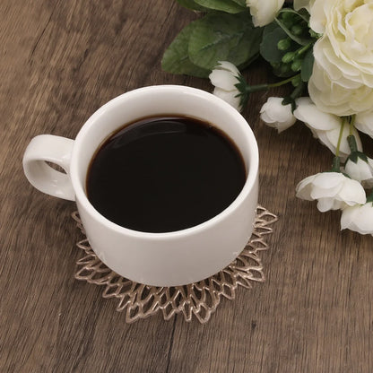 10CM/38CM Vinyl Hollow Out Cup Coaster PVC Flower Round Irregular Placemat Pads for Kitchen Christmas Wedding Party Home Decor