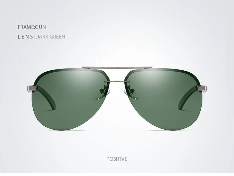 Fashion Rimless Pilot Polarized Sunglasses Men Women High Quality Aluminum Magnesium Sun Glasses Male Classic Driving Shades