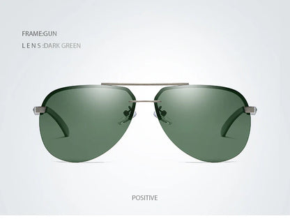 Fashion Rimless Pilot Polarized Sunglasses Men Women High Quality Aluminum Magnesium Sun Glasses Male Classic Driving Shades
