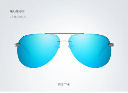 Fashion Rimless Pilot Polarized Sunglasses Men Women High Quality Aluminum Magnesium Sun Glasses Male Classic Driving Shades