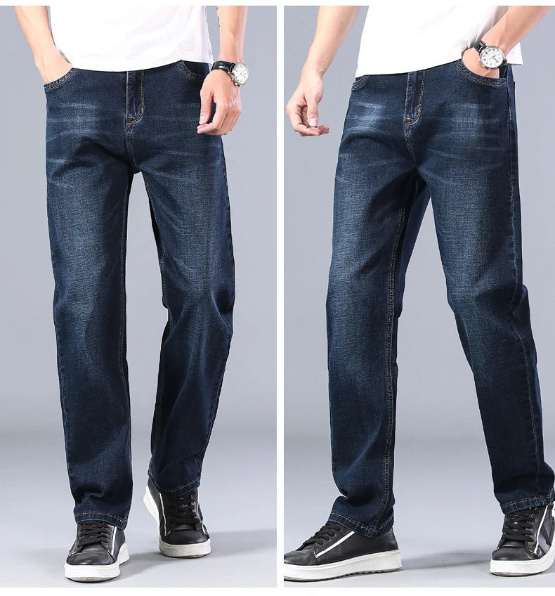 Men's Thin Straight-leg Loose Jeans Summer New Classic Style Advanced Stretch Loose Pants 7 Colors Available Size 35 42