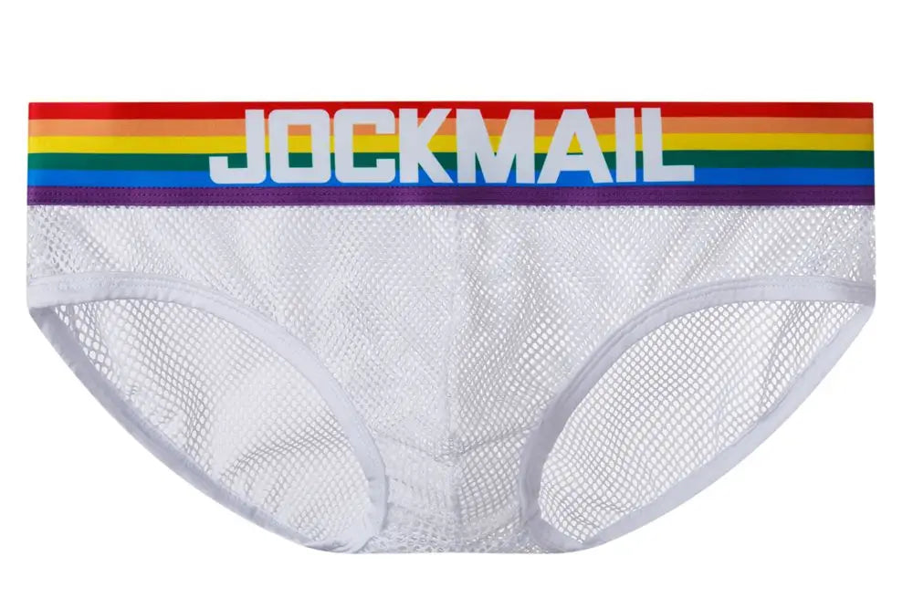 Jockmail Sexy Men's Underwear Briefs Cotton Low Rise Underpant Net yarn Lace , Breathable Summer Shorts calzoncillos hombre slip