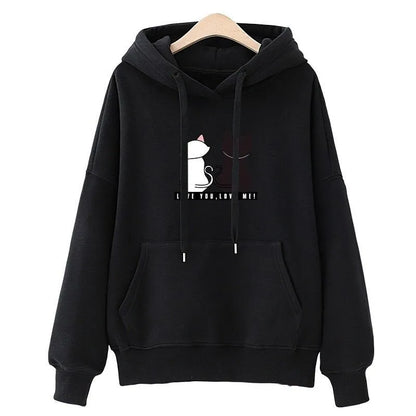 2022 Streetwear Hoodies Women Sweatshirt Autumn Spring Long Sleeve Harajuku Cute Cat Print Female Casual Pullover sudadera mujer