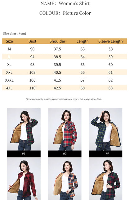 New Plus Thick Women's Plaid Shirt