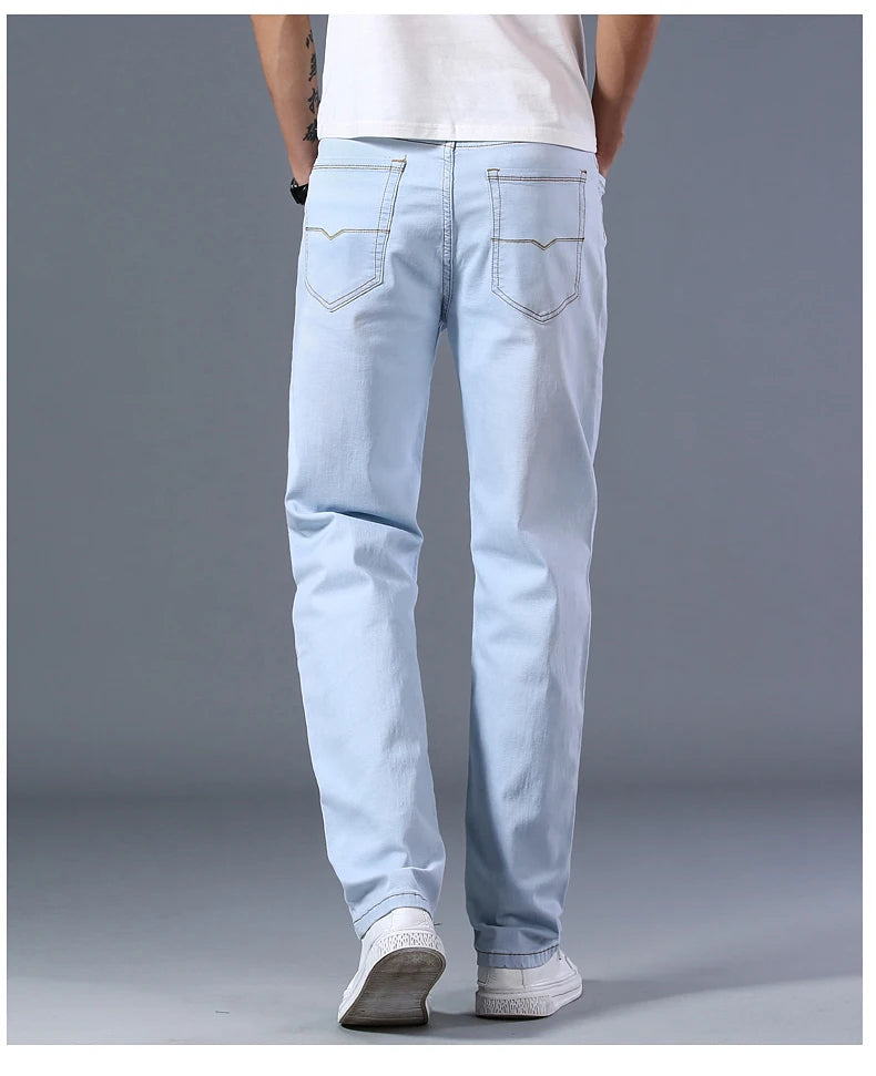 Men's Thin Straight-leg Loose Jeans Summer New Classic Style Advanced Stretch Loose Pants 7 Colors Available Size 35 42
