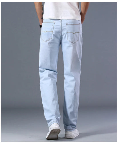 Men's Thin Straight-leg Loose Jeans Summer New Classic Style Advanced Stretch Loose Pants 7 Colors Available Size 35 42
