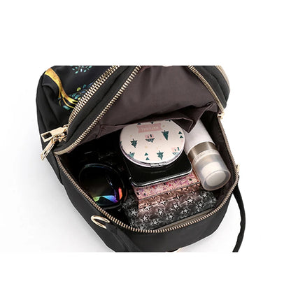 Fashion Printing Backpack Women Large Capacity Nylon Rucksack Multilayer Crossbody Bag School Bags Waterproof Travel Knapsack