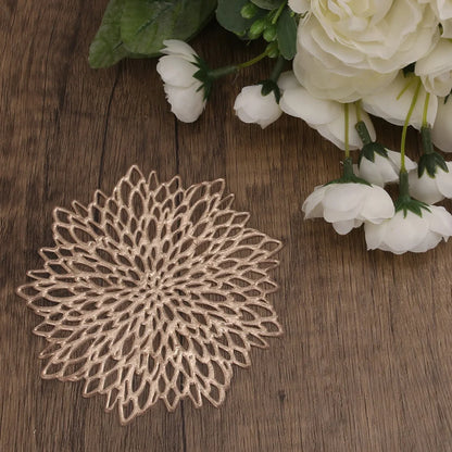 10CM/38CM Vinyl Hollow Out Cup Coaster PVC Flower Round Irregular Placemat Pads for Kitchen Christmas Wedding Party Home Decor
