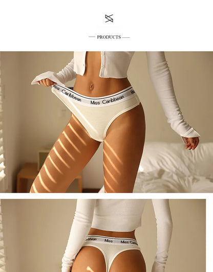 TrowBridge Comfort Sports Women's Panties Sexy Letters Thongs Breathable Cotton Underwear Hot Sale G-Strings Sexy Lingerie Tanga