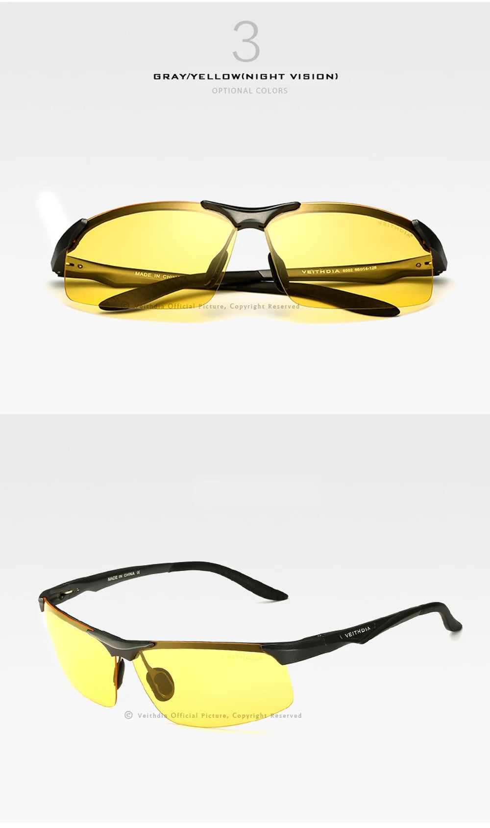 VEITHDIA Aluminum Magnesium Men's Polarized VU400 Sun Glasses Night Vision Mirror Male Eyewear Sunglasses Goggle Oculos  6502