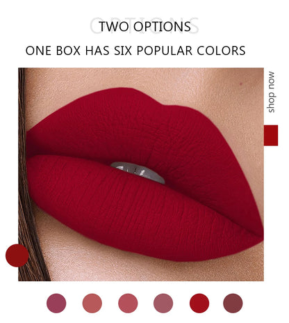 HANDAIYAN Gift 6PC/Set Matte Velvet Lip Gloss Waterproof Long-lasting Liquid Lipstick Cosmetic Beauty Keep 24 Hours Makeup