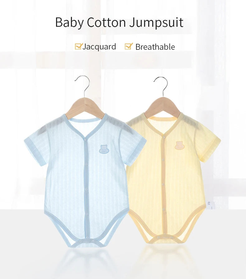 Newborn Baby Bodysuits for Boy Girl Summer Thin Outwear Casual Short Sleeve Toddler Kids Jumpsuits Children Clothes