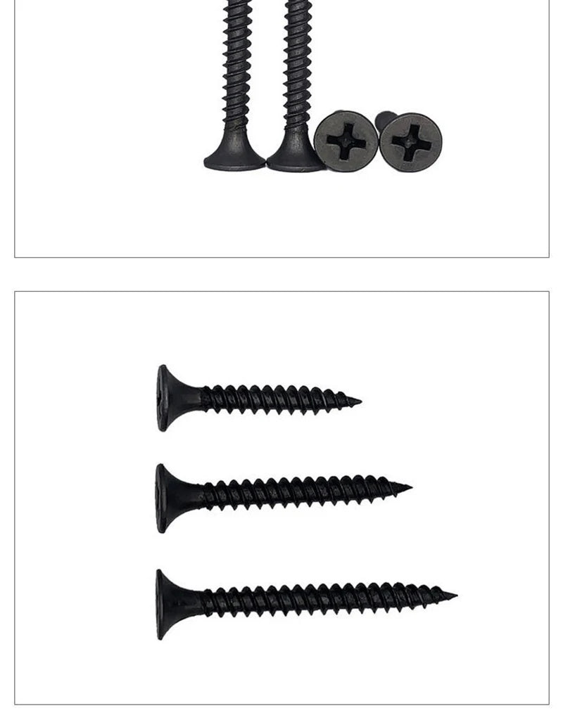 50Pcs M3.5 High-Strength Screw Drywall Screw Self-Tapping Screw Woodworking Lengthened Hardened Black Plasterboard Cross Screw