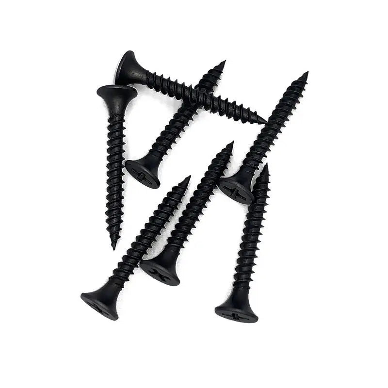 50Pcs M3.5 High-Strength Screw Drywall Screw Self-Tapping Screw Woodworking Lengthened Hardened Black Plasterboard Cross Screw