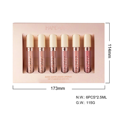 HANDAIYAN Gift 6PC/Set Matte Velvet Lip Gloss Waterproof Long-lasting Liquid Lipstick Cosmetic Beauty Keep 24 Hours Makeup