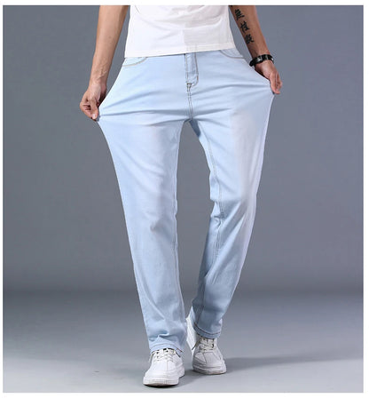 Men's Thin Straight-leg Loose Jeans Summer New Classic Style Advanced Stretch Loose Pants 7 Colors Available Size 35 42