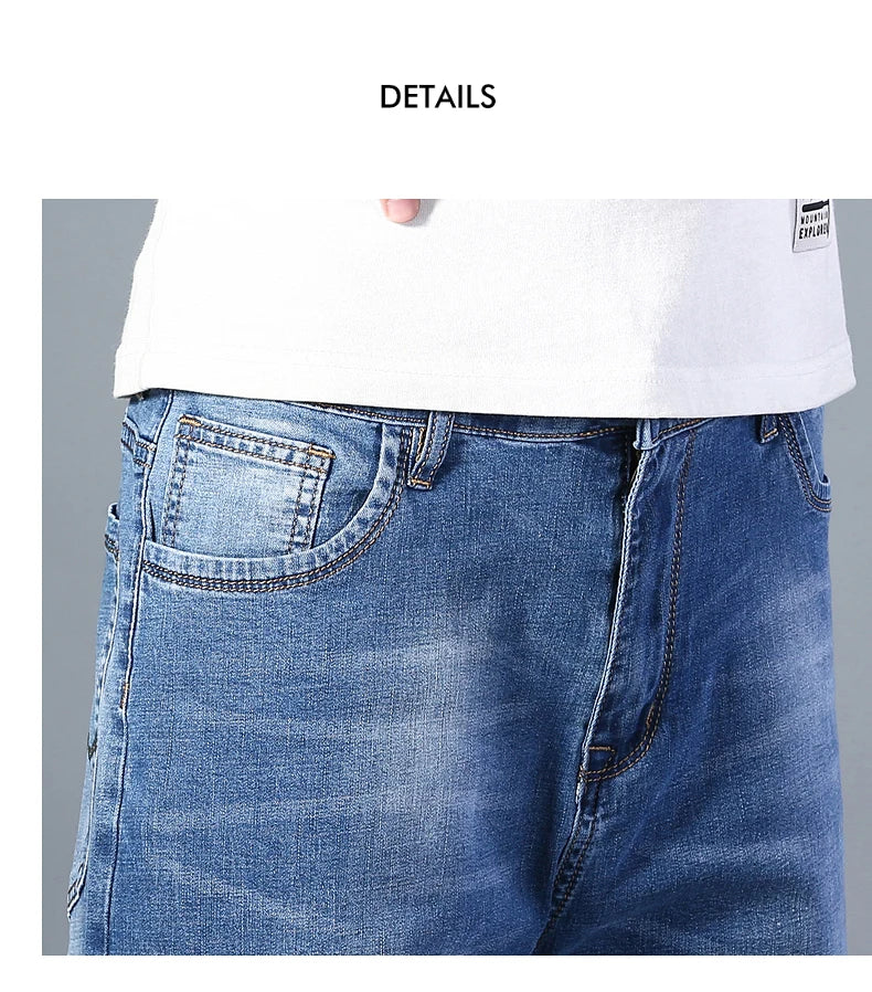 Men's Thin Straight-leg Loose Jeans Summer New Classic Style Advanced Stretch Loose Pants 7 Colors Available Size 35 42