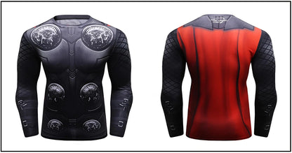 Superhero Punisher Long Sleeve Sport T Shirt Workout 3D Compression Quick Dry Training Men's Running Gym Fitness Top Rashgard