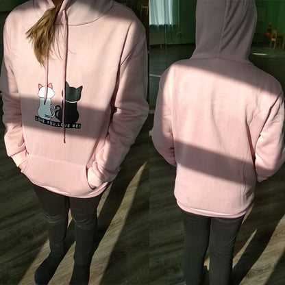 2022 Streetwear Hoodies Women Sweatshirt Autumn Spring Long Sleeve Harajuku Cute Cat Print Female Casual Pullover sudadera mujer