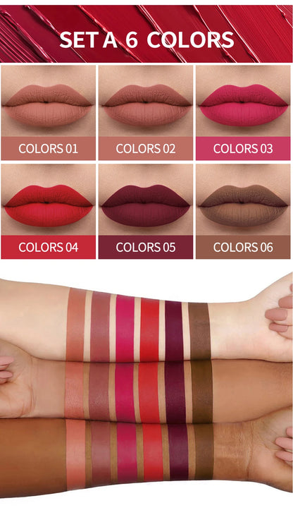 HANDAIYAN Gift 6PC/Set Matte Velvet Lip Gloss Waterproof Long-lasting Liquid Lipstick Cosmetic Beauty Keep 24 Hours Makeup