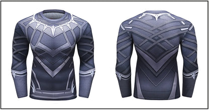 Superhero Punisher Long Sleeve Sport T Shirt Workout 3D Compression Quick Dry Training Men's Running Gym Fitness Top Rashgard