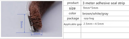 3Meters/5Meters Brush Strip Self Adhesive Door Window Sealing Strip Home Door Window Sound Insulation Wind-proof Strip Gasket
