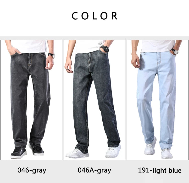 Men's Thin Straight-leg Loose Jeans Summer New Classic Style Advanced Stretch Loose Pants 7 Colors Available Size 35 42