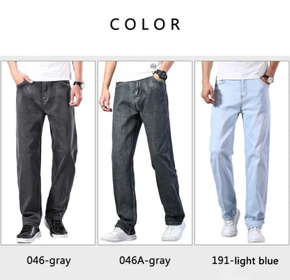 Men's Thin Straight-leg Loose Jeans Summer New Classic Style Advanced Stretch Loose Pants 7 Colors Available Size 35 42