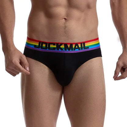 Jockmail Sexy Men's Underwear Briefs Cotton Low Rise Underpant Net yarn Lace , Breathable Summer Shorts calzoncillos hombre slip